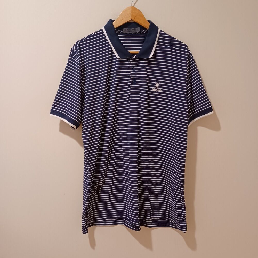 G/Fore Mens Perforated Wide Stripe Golf Polo Shirt in Twilight Lake Nona